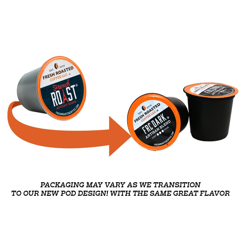 Fresh Roasted Coffee, Dark Brazil, Med-Dark Roast, 24 Pods for K Cup Brewers