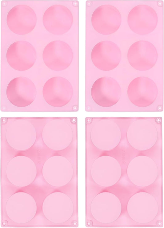 uxcell 4pcs Silicone Muffins Pan, 6 Cup Silicone Cupcake Pan Nonstick Baking Tray for Muffins, Cupcakes, Dishwasher Safe, Pink