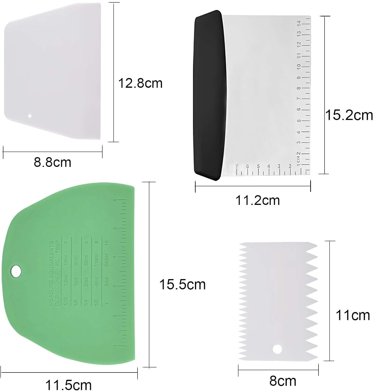 Dough Scraper Plastic Bench Scraper, Dough Scraper Tool Dough Cutter, Flexible Bench Scraper for Making Bread Pizza, 4 PCS