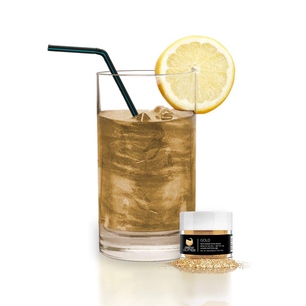 Gold BREW GLITTER Edible Glitter For Drinks, Cocktails, Beer, Garnish Glitter & Beverages | KOSHER & HALAL Certified | 100% Edible & Food Grade | Vegan, Gluten, Nut Free (50g, Gold)