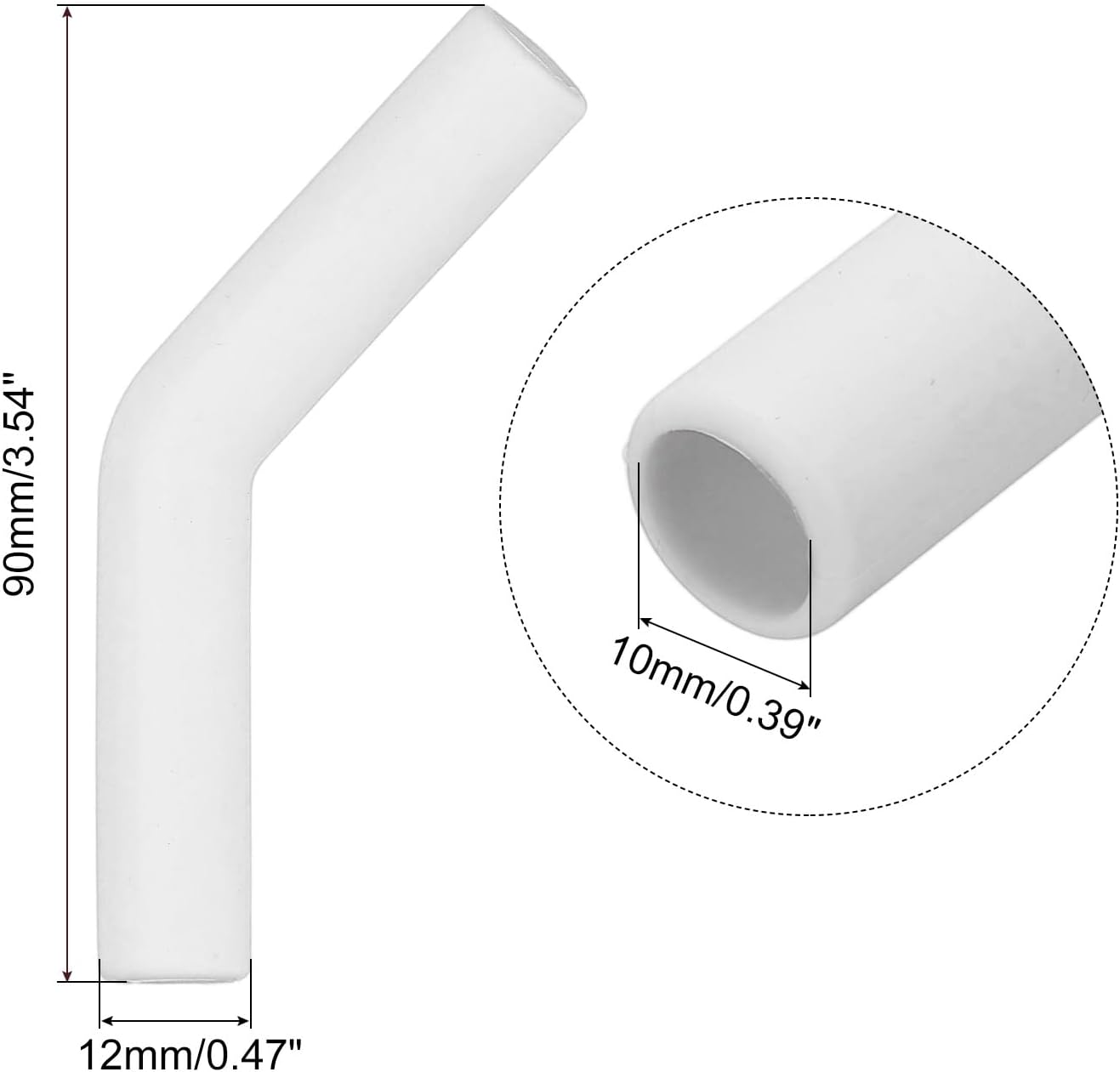 uxcell 4Pcs Silicone Straw Tips, Silicone Straw Elbows Tip, Soft Reusable Metal Straw Covers Fit for 10mm/0.39" OD Stainless Steel Straws, White