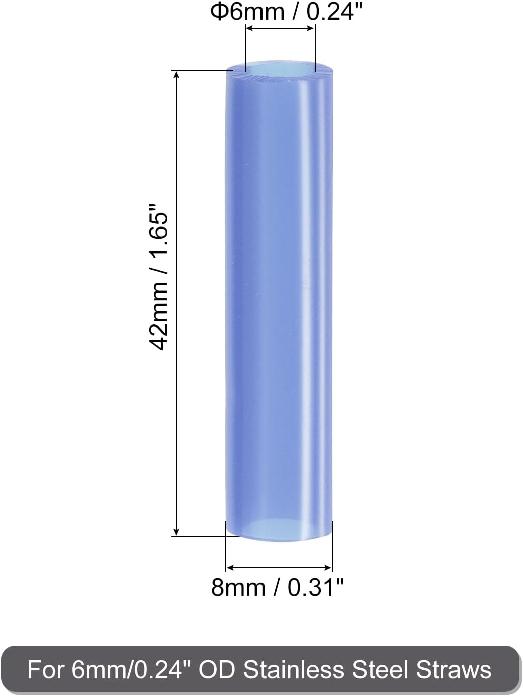 uxcell 20Pcs Silicone Straw Tips, Metal Straw Covers, Soft Reusable Straws Tips Fit for 6mm/0.24" OD Stainless Steel Straws (Blue)