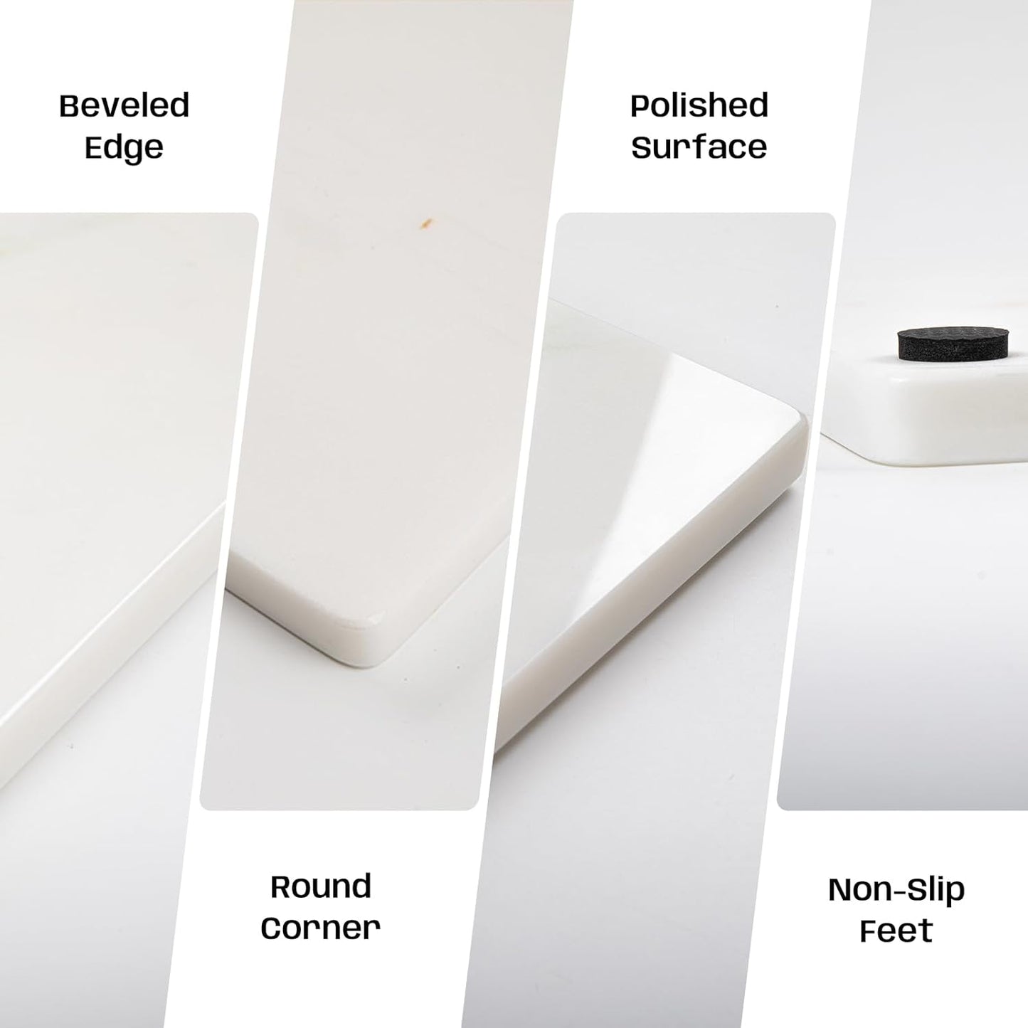 Marble Cutting Board, Large Marble Slab Pastry Board With Non-Slip Feet For Baking, Cheese, Charcuterie, Chocolate, 16x20 Inch