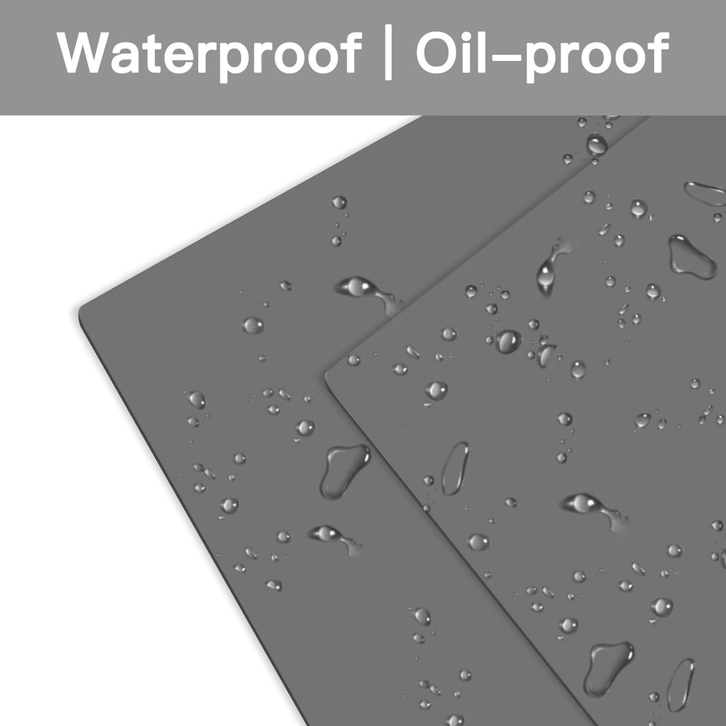 Silicone Mats for Kitchen Counter 23.6" x15.7"x0.08”, Heat Resistant Mat, Kitchen Island Silicone Countertop Protector Mat, 2MM Thick Nonslip Baking Mats, Washable Dining Table Mats, Dark Gray