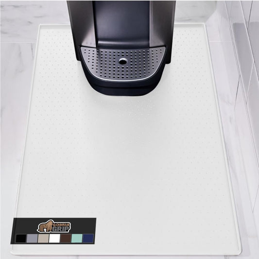 GORILLA GRIP Silicone Coffee Mat, 15x23, Espresso Drink Bar Station Accessories, Use Under Machine, Waterproof Heat Resistant Multi-Use Dish Drying Mats, Stays in Place, Kitchen Home Decor, White