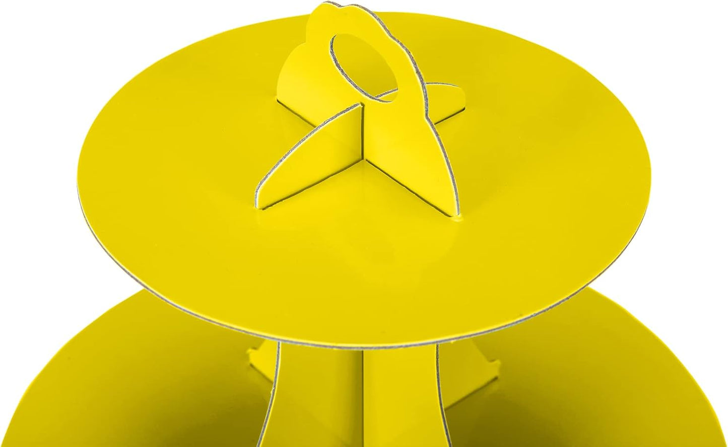 3-Tier Cupcake Stand, Cake Stand holder, Tiered DIY Cupcake Stand Tower for Dessert Table Displays, Birthday Theme Party Favors Decoration, Floral Tea Party, 12" W x 12.8" H, Yellow