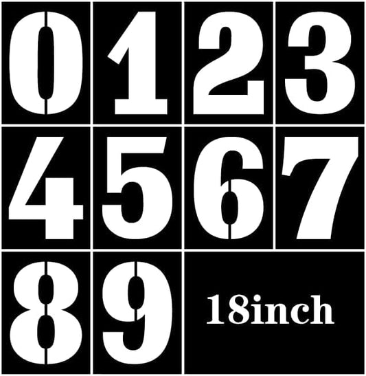 18 Inch Number Stencils Set, Large 0-9 Plastic Address Number Stencils Reusable Cake Digital Templates for Painting on Wall,Wood,Parking Lot,Mailbox and DIY Art Projects