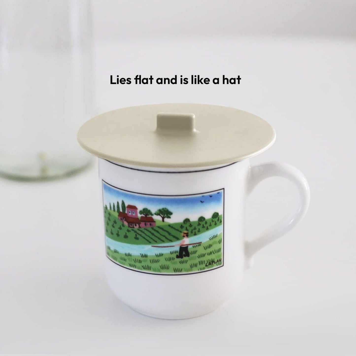 Carrotez Silicone Cup Covers for Drinks, 3.9 Inch Reusable Silicone Mug and Cup Lids for Steeping Coffee and Tea, Set of 2 - Cream