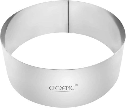 O'Creme Cake Ring Sturdy Stainless Steel Round Mousse Cake Ring Mold for Baking, Dessert Cake Decorating Pastry Rings 8 Inch Diameter x 2-1/2 Inch High