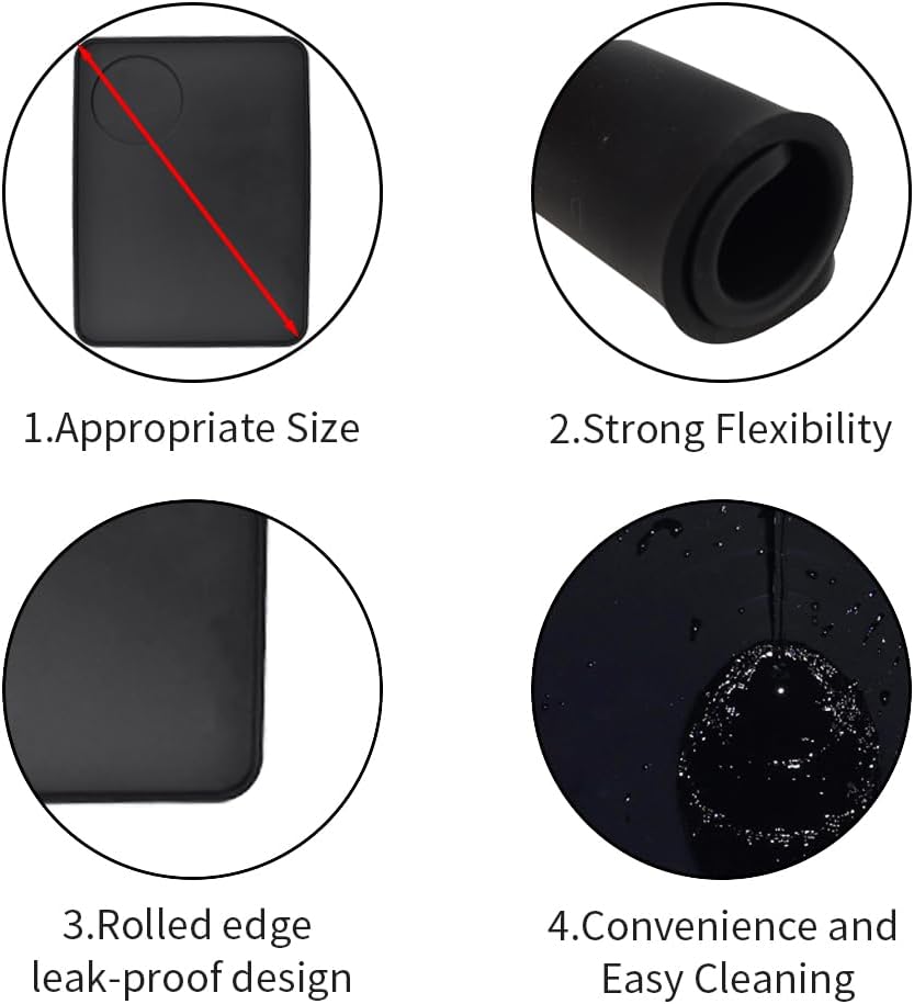Non-Slip Silicone Espresso Coffee Tamper Mat 5.9x7.87inch Coffee Powder Pad Coffee Press Counter Mat Espresso Machine Tamp Mat Tamping Mat for Barista Tools and Accessories (Black）