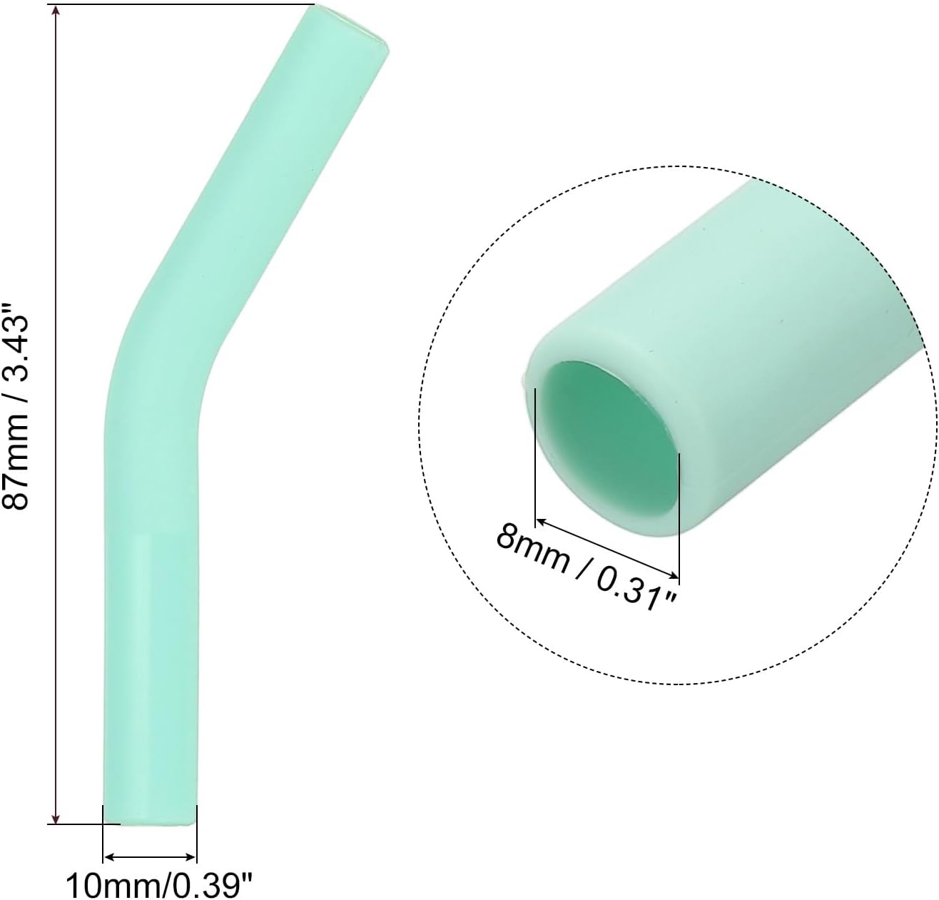 uxcell 12Pcs Silicone Straw Tips, Silicone Straw Elbows Tip, Soft Reusable Metal Straw Covers Fit for 8mm/0.31" OD Stainless Steel Straws, Mint Green