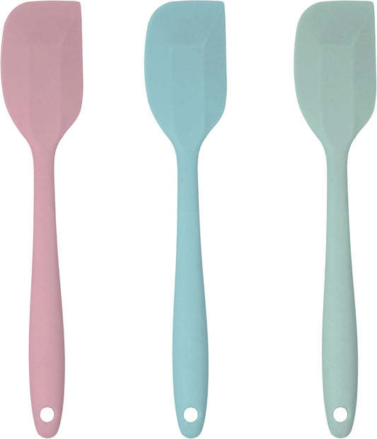 3 Pcs Colorful Silicone Spatula Set, Heat Resistant Rubber Kitchen and Baking Utensils for Non-Stick Cookware with Flexible Edges and Soft Touch Handles