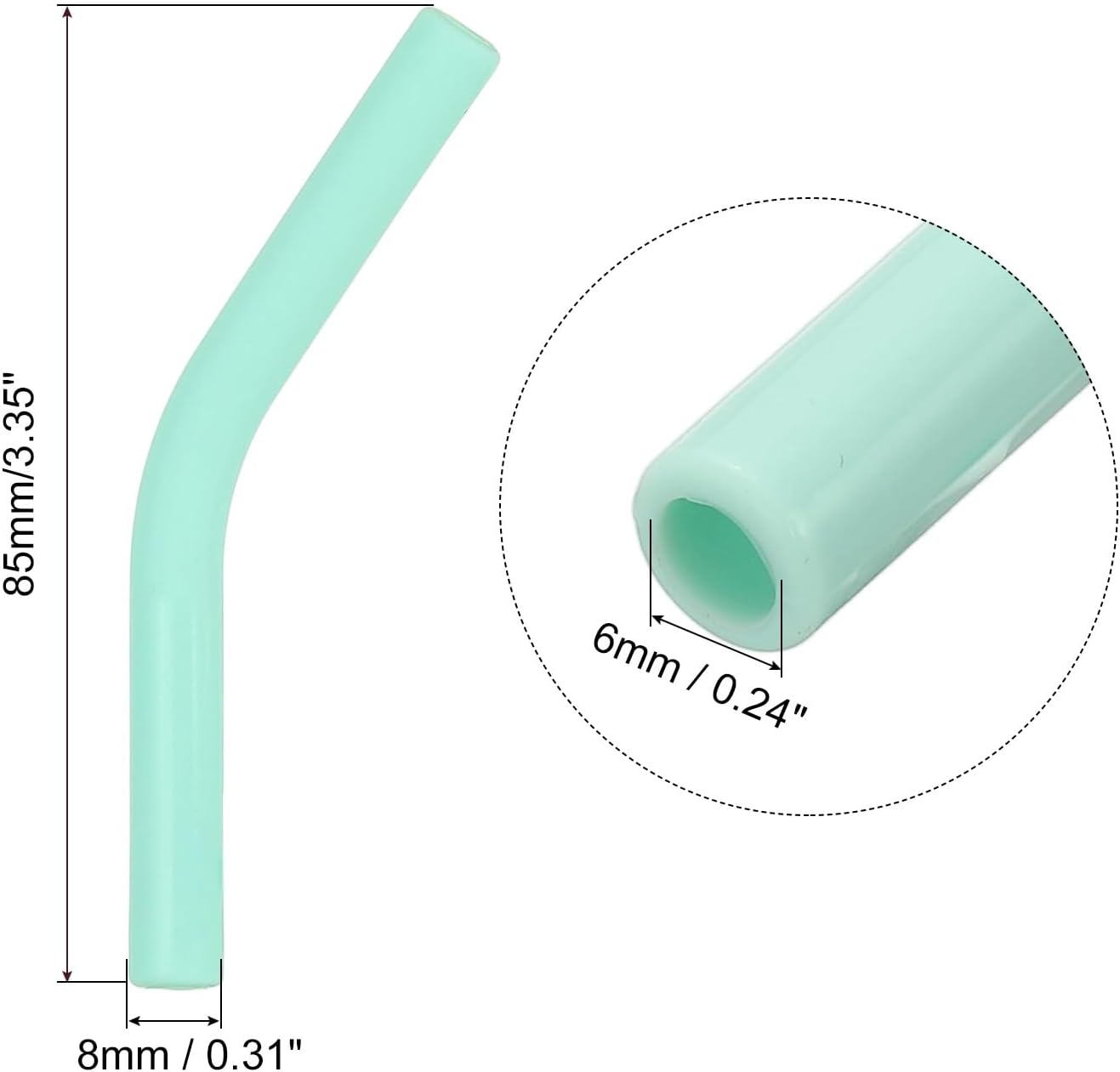 uxcell 4Pcs Silicone Straw Tips, Silicone Straw Elbows Tip, Soft Reusable Metal Straw Covers Fit for 6mm/0.24" OD Stainless Steel Straws, Mint Green