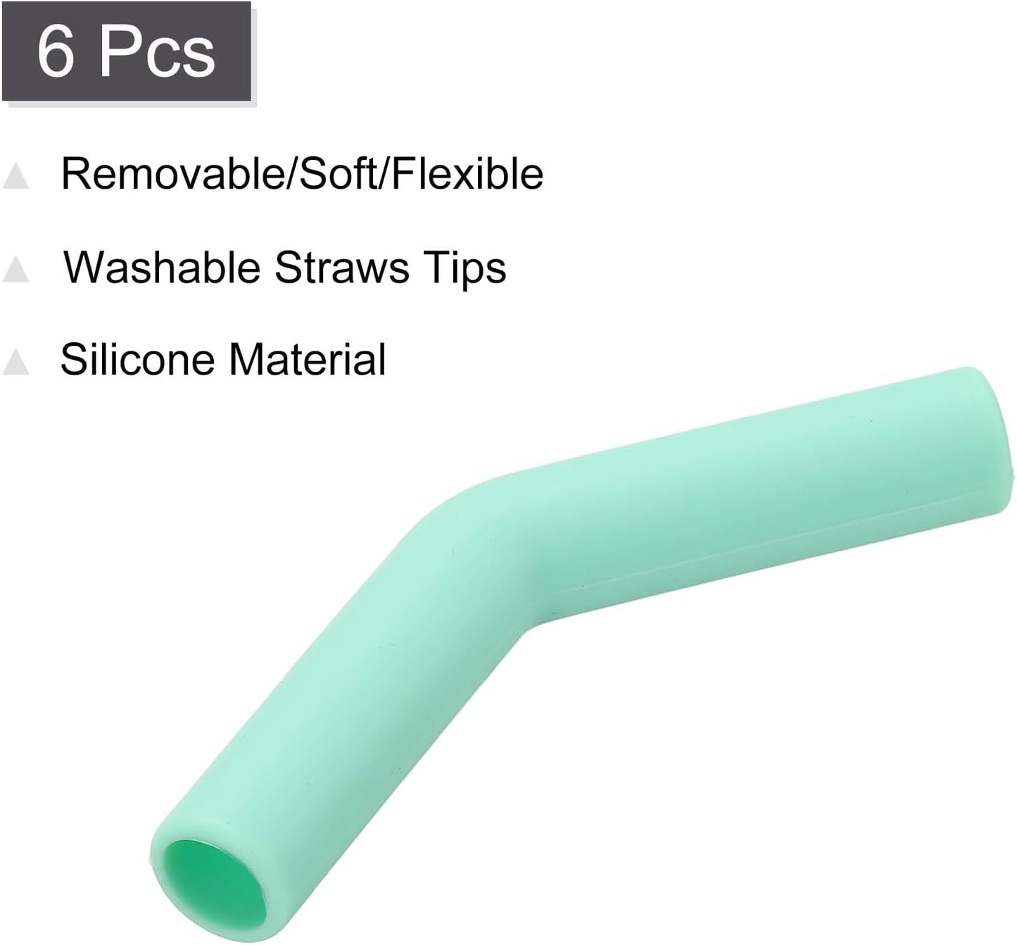uxcell 6Pcs Silicone Straw Tips, Silicone Straw Elbows Tip, Soft Reusable Metal Straw Covers Fit for 10mm/0.39" OD Stainless Steel Straws, Mint Green