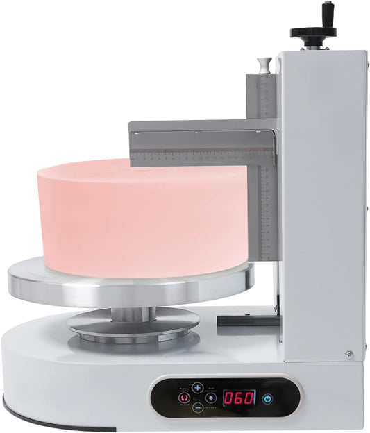 Cake Decorating Machine, 200W Electric Cake Cream Spreading Coating Machine with Adjustable Scraper, Turntable Cake Frosting Smoother, for 4-12in Cake, 60-320RPM (White)