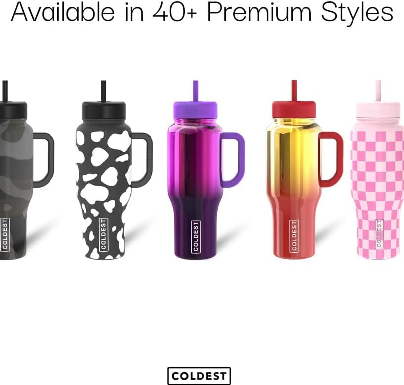 Coldest 40 oz Tumbler with Handle and Straw - 100% Leak Proof Insulated Tumbler with Lid and Straw (3 Lids) - Stainless Steel Tumblers for Women & Men - Cup Holder Friendly Base, 36 oz (The Democrat)