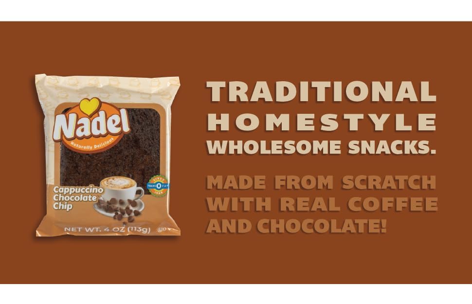 Nadel - Naturally Delicious Sweet Breads Variety Pack (Banana Walnut, Cappuccino Chocolate Chip, Carrot Walnut, Zucchini Walnut). (8 Pack, 2 Breads Per Flavor)
