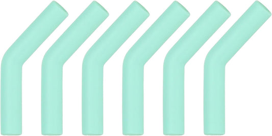 uxcell 6Pcs Silicone Straw Tips, Silicone Straw Elbows Tip, Soft Reusable Metal Straw Covers Fit for 10mm/0.39" OD Stainless Steel Straws, Mint Green
