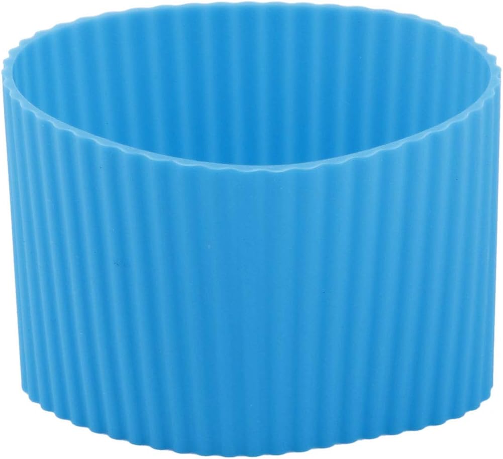 uxcell Silicone Nonslip Glass Bottle Mug Cup Sleeve Protector Cover Blue