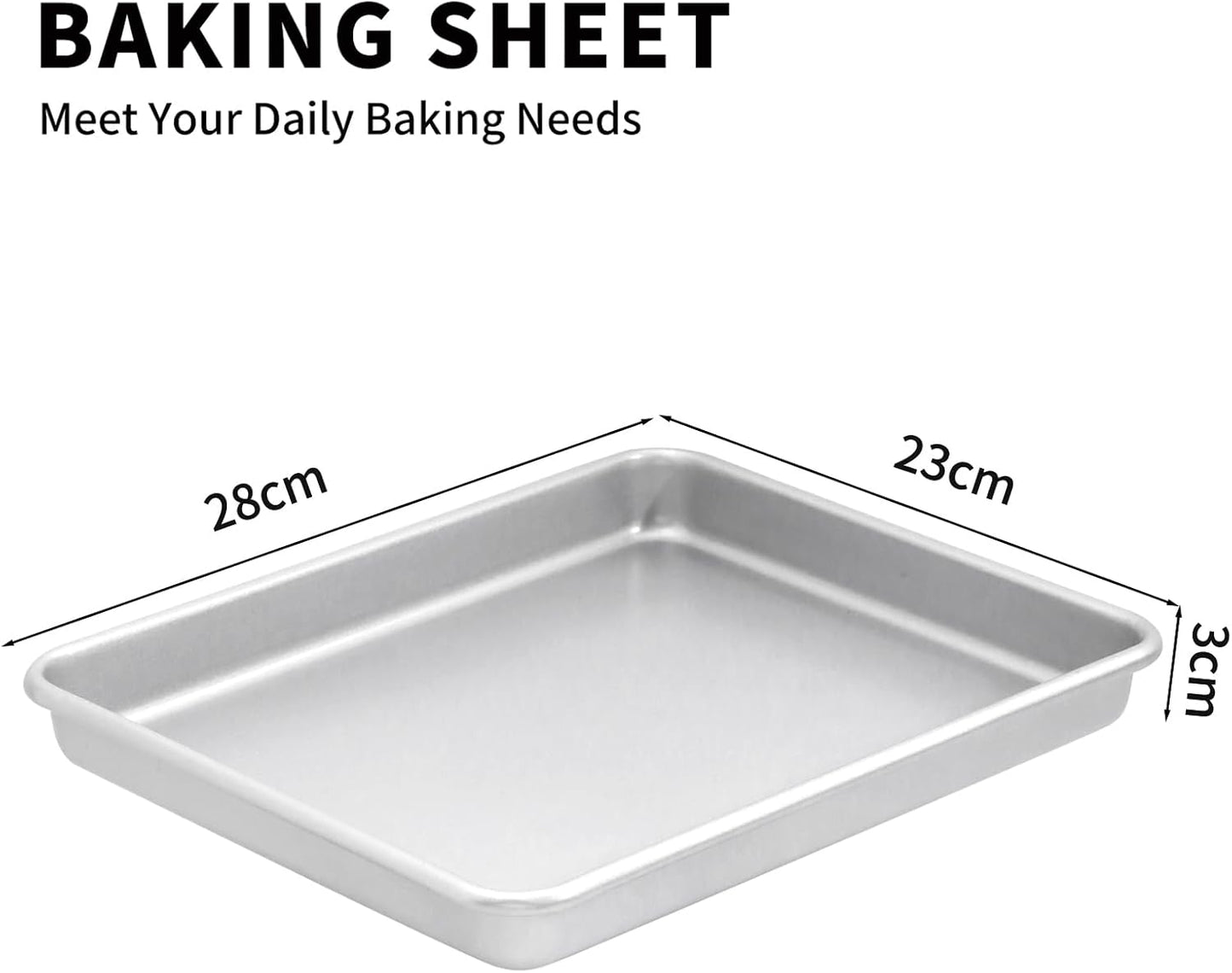 2-PACK Toaster Oven Pans for Baking,Shinsin 9X11 Non-stick Baking Trays, 57% Thicker Cookie Sheet Pans Set, Dishwasher Safe and Heavy Duty Small Replacement Trays for Toaster Cven (Silver)