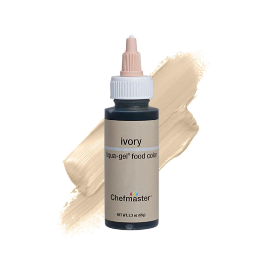 Chefmaster Ivory Liqua-Gel® Food Coloring | Vibrant Color | Professional-Grade Dye for Icing, Frosting, Fondant | Baking & Decorating | Fade-Resistant | Easy-to-Use | Made in USA | 2.3 oz