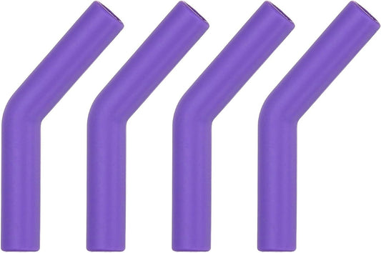 uxcell 4Pcs Silicone Straw Tips, Silicone Straw Elbows Tip, Soft Reusable Metal Straw Covers Fit for 10mm/0.39" OD Stainless Steel Straws, Purple
