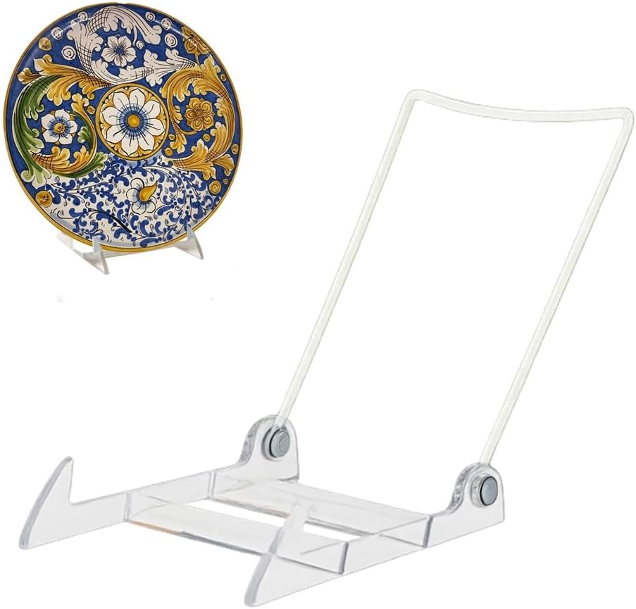 KINGDOM SOLUTIONS MADE IN USA 12-Pack Adjustable Acrylic Easels - Plate Stand - Sturdy Book Stand for Art, Pictures, Plates, Frames - Unique on the Market