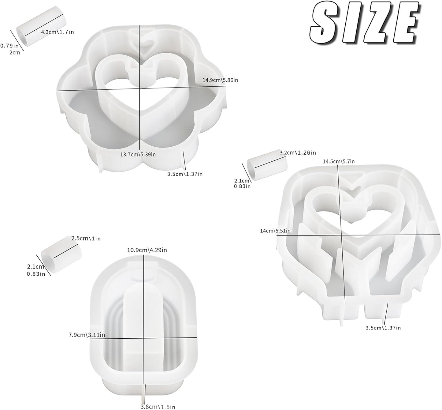 Heart Resin Vase Mold with Test Tube Culture Water Plant Silicone Molds for Crafts Epoxy Resin Casting Mold for DIY Flower Holder Home Office Decor Wedding (Style 1)