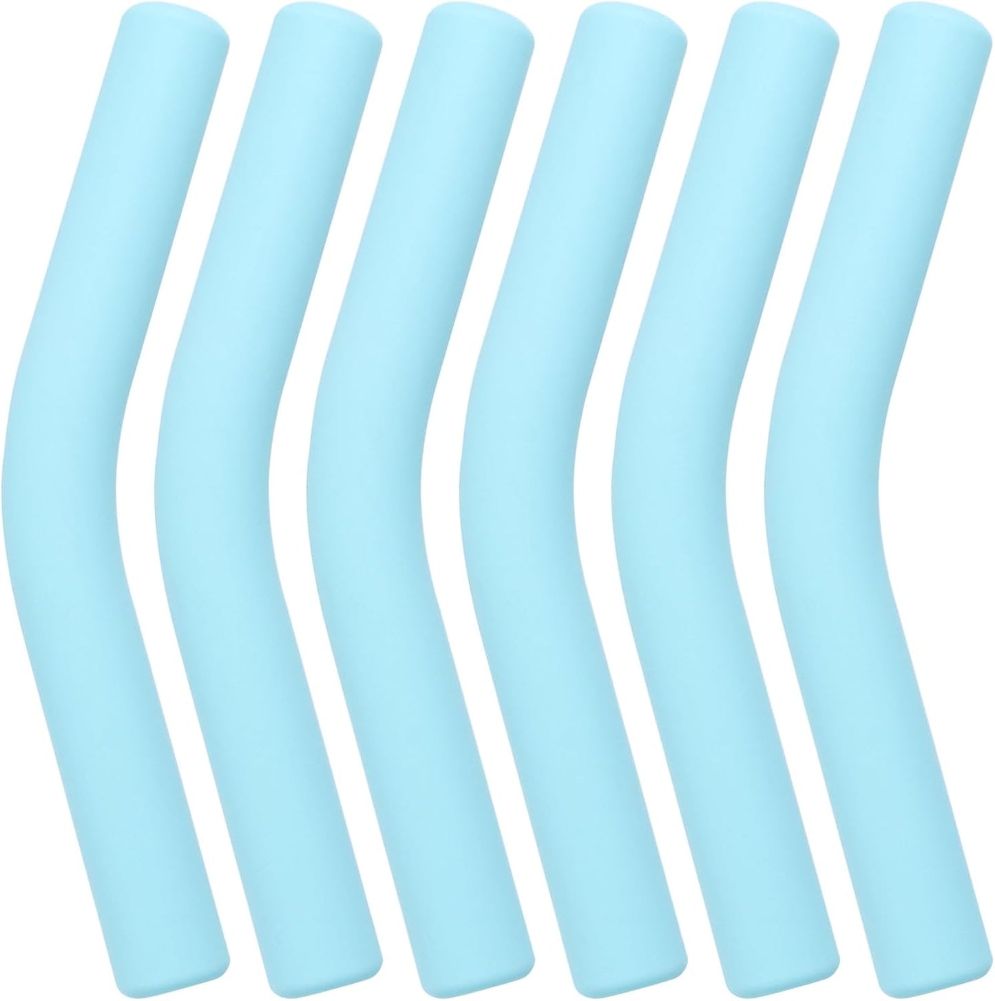 6Pcs Metal Straw Silicone Tips 5/16 IN Wide(8mm Outer Diameter) Food Grade Rubber Straw Covers Light-Blue Flex Elbow Replacement Tip for Stainless Steel Metal Straws