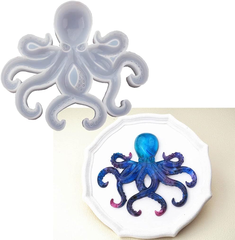 Octopus Resin Mold, Gasusen 3D Large Sea Animals Octopus Silicone Molds for Epoxy Resin Casting, Wall Hanging Ornaments, Home Decor, Halloween Christmas Gifts, DIY Craft