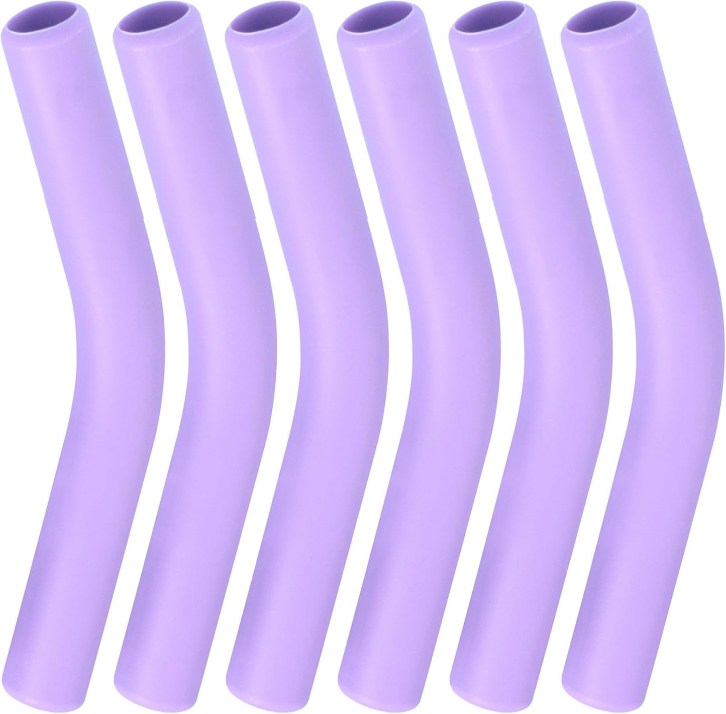 6pcs Food-Grade Silicone Straw Tips, Reusable Metal Straw Elbows Tips, Temperature Resistant Rubber Straw Covers Replacement Tip for 5/16" Stainless Steel Straws - Purple