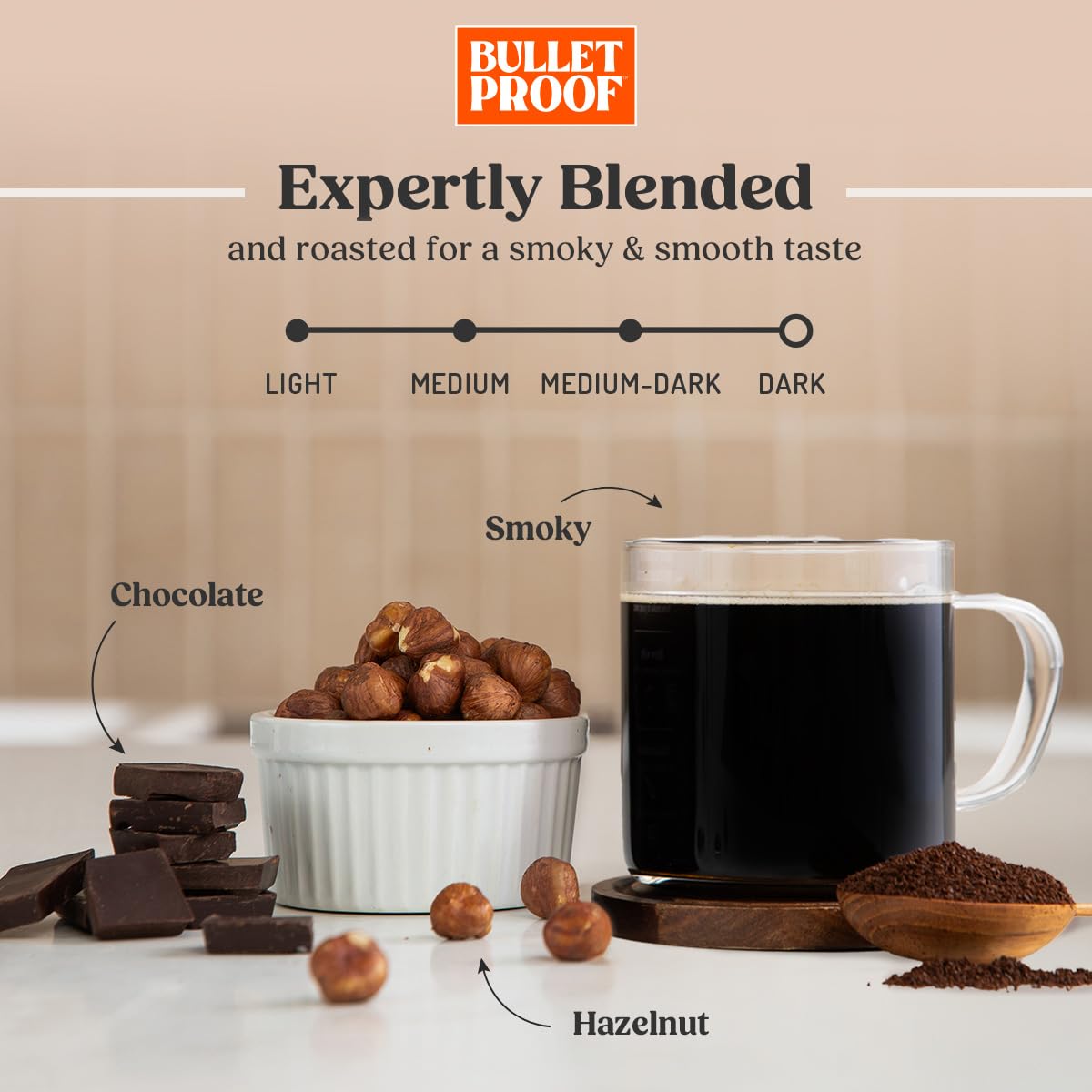 Bulletproof French Kick Dark Roast Ground Coffee, 12 Ounces, 100% Arabica Beans, Clean Coffee Tested for Toxins, Packaging May Vary