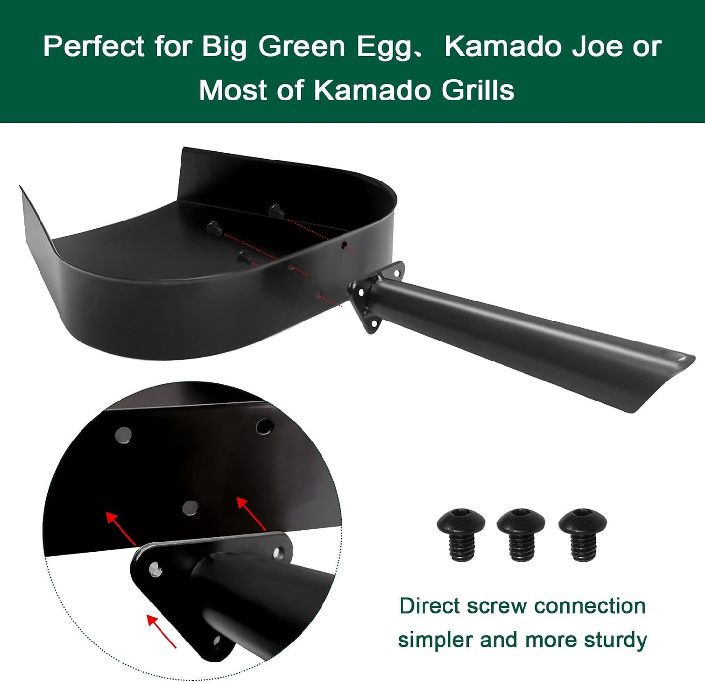BBQ Ash Removal Pan Big Green Egg Accessories, Stainless Steel Ash Tool for BGE Primo and Other Charcoal Kamado Stove