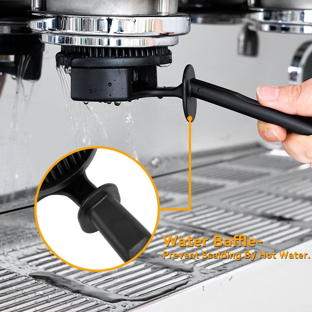 watchget Silicon Espresso Coffee Machine Cleaning Brush Professional Design for 360° Cleaning of espresso Group Head Detachable Silicon Bristles for 58mm Grouphead