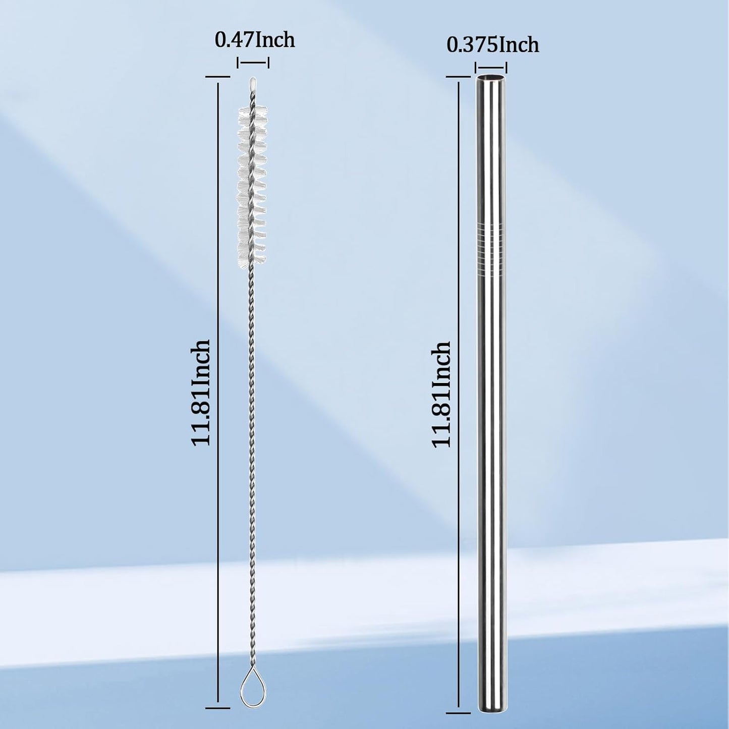 Stainless Steel Straw Replacement for Stanley 40 oz 30 oz,6 PCS Straight Reusable Metal Straws with Cleaning Brush, Compatible for 40oz Stanley Cup Tumbler