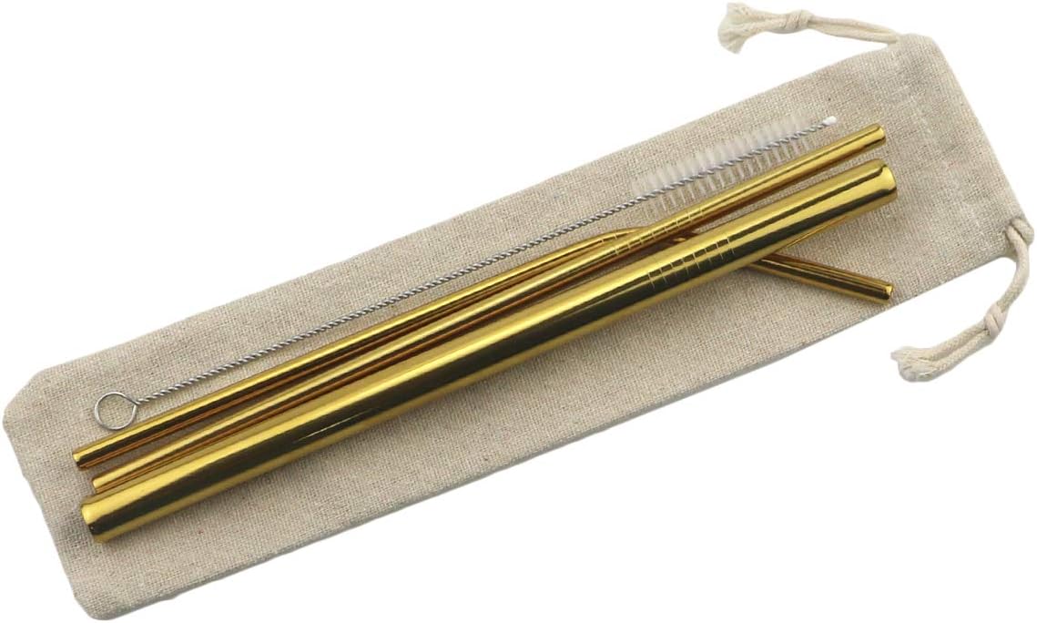 Gugrida Metal Straws Stainless Steel Straws 8.5" Drinking Straws Reusable 3 Set - Ultra Long Muti Color-Cleaning Brush for 20/30 Oz for Trail Tumblers Yeti RTIC SIC Ozark (2 Straight|1 Bent|1 Brush）