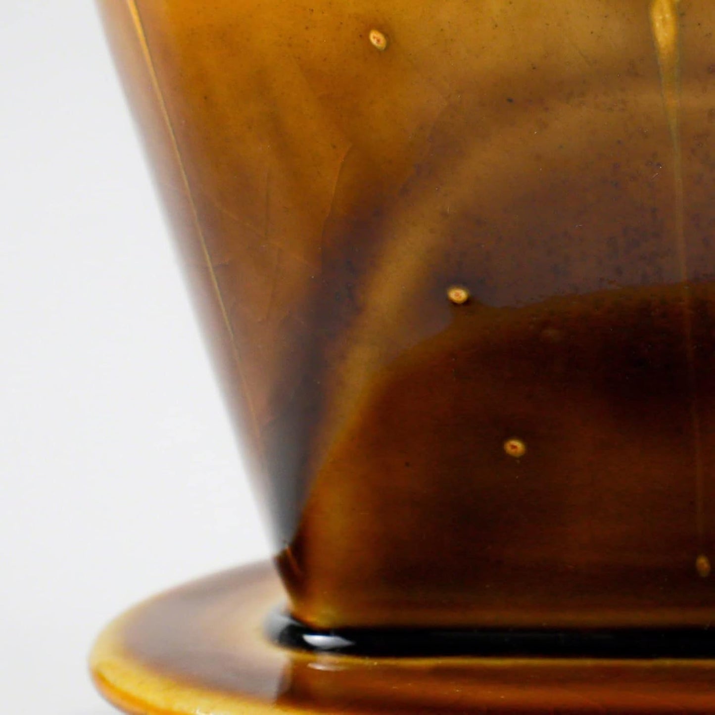 Asayu Japan Ceramic Coffee Pour Over Maker Set in Caramel, Slow Brewing Paper Filter Holder and Dripper with 3 Holes for Coffee and Tea - Coffee Dripper Cone