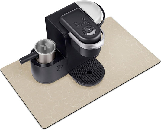 Golener Coffee Bar Mat,Under Coffee Maker Mat,23"x15"Coffee Tray Mat Under Coffee Machine,Rubber Coffee Maker Mat,Under Appliance Mats,Silicone Hot Mat for Coffee Machine,Dish Drying Mat, Marble Beige