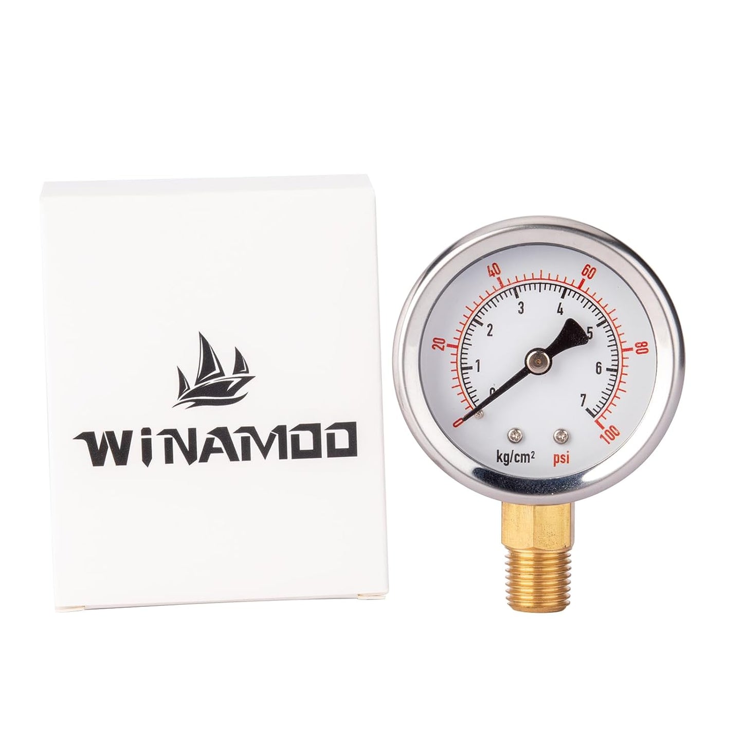 0-100 Psi Pressure Gauge, 2" Dial Size Waterproof Air Gauge for Water Filter Well Pump Air Tire Low Pressure Test