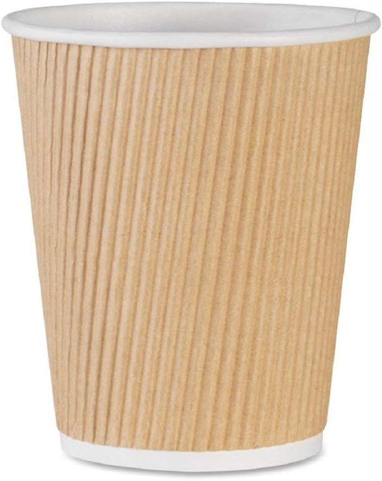 NYHI 150 10 oz Ripple Kraft Paper Cups Brown Hot Cold Cups 3 Layer Rippled Small Insulated Disposable Coffee Cups for Cappuccino Hot Cocoa or Iced Drinks