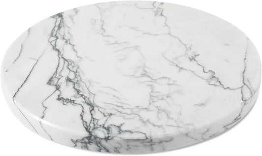 Koville Brazilian Natural Marble Cutting Board for Kitchen, 11inch Round Hand Crafted Marble Slab for Cheese, Charcuterie, Pastry Board - Wedding Gift, House Warming Gift(Maldivi)