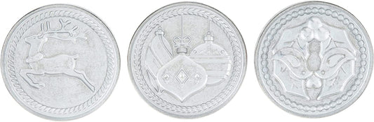 Nordic Ware 01236 Yuletide Cast Cookie Stamps, 3-inch rounds, Silver