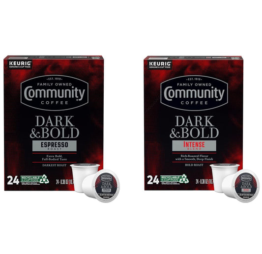 Community Coffee Dark & Bold Variety 48 Count Keurig K-Cup Coffee Pods, Extra Dark Roast, 48 Count (Pack of 1)