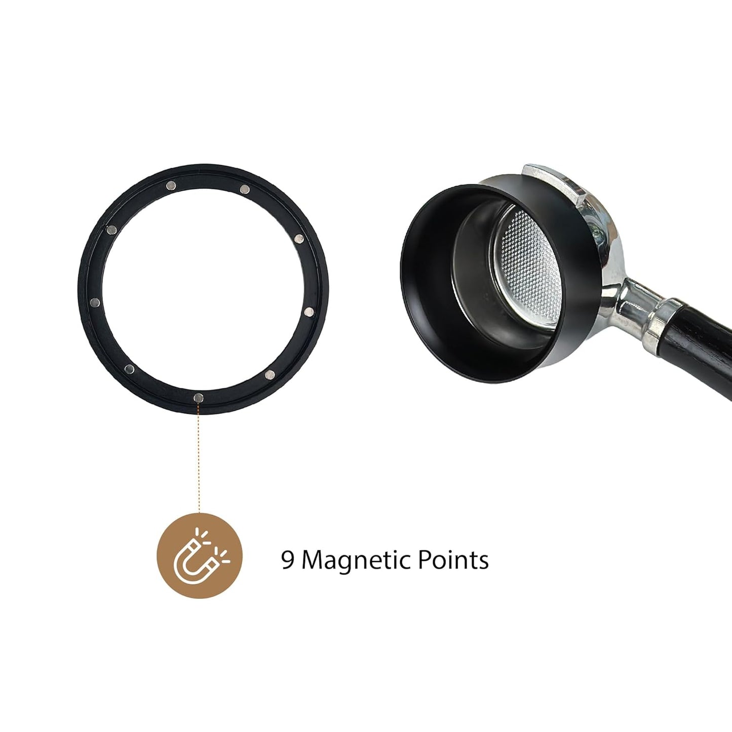 MiiCoffee 58mm Magnetic Dosing Funnel - Espresso Coffee Dosing Ring - Anodized Aluminum with 9 Magnetized Steel Compatible with 58mm Portafilter (Tall)
