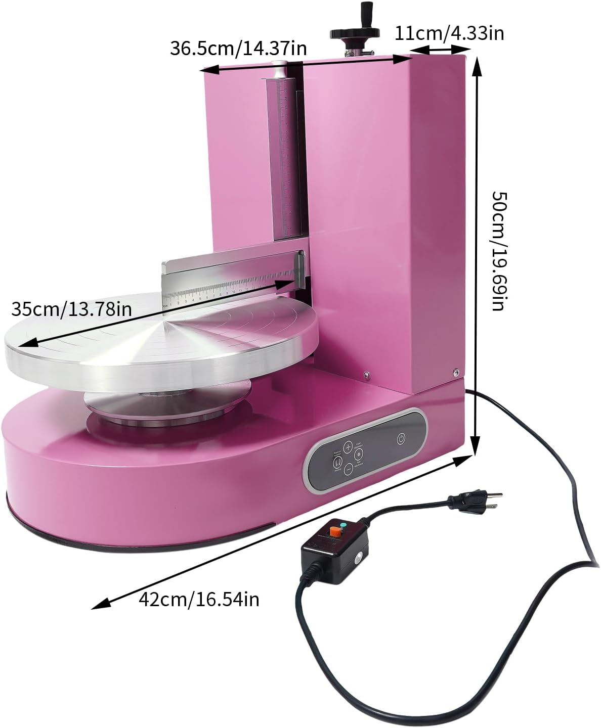 Cake Decorating Machine, 200W Cake Cream Spreading Machine 60-320rpm Rotating Speed Automatic Cake Cream Spreading Machine with LCD Display for 4-12 inch Cakes (Pink)