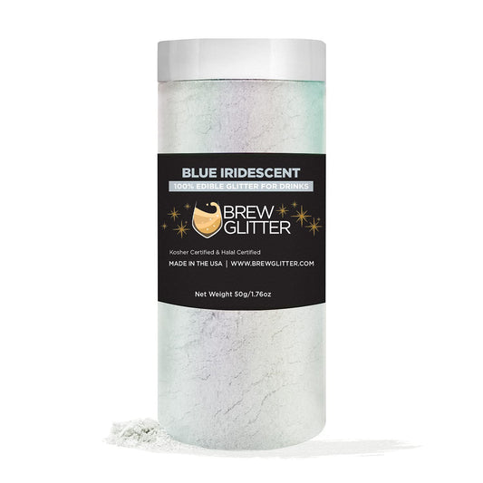 Blue Iridescent BREW GLITTER Edible Glitter For Drinks, Cocktails, Beer, Garnish Glitter & Beverages || 100% Edible & Food Grade | Vegan, Gluten, Nut Free (50g, Blue Iridescent)