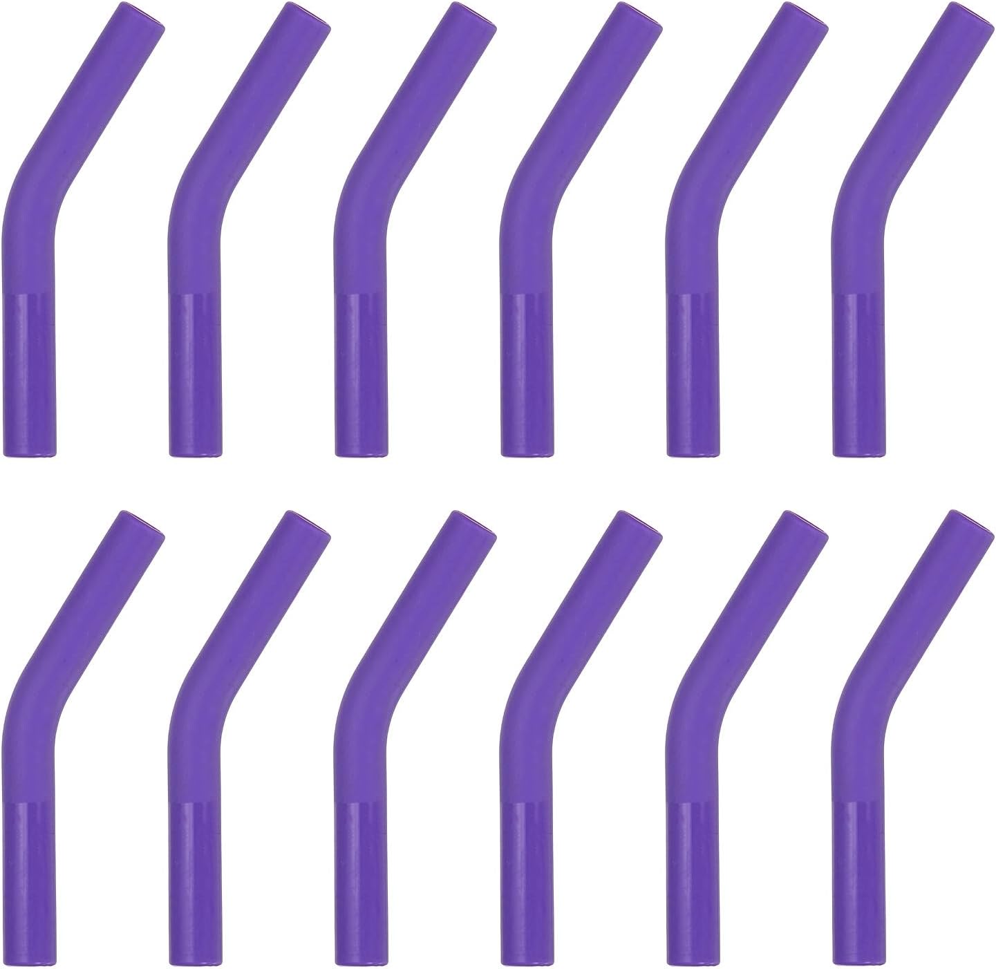 uxcell 12Pcs Silicone Straw Tips, Silicone Straw Elbows Tip, Soft Reusable Metal Straw Covers Fit for 8mm/0.31" OD Stainless Steel Straws, Purple
