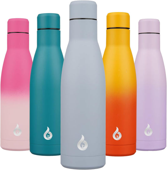 BJPKPK Insulated Water Bottle 17oz Stainless Steel Water Bottles Dishwasher Safe Metal Thermos Keep Cold and Hot,Mist Grey