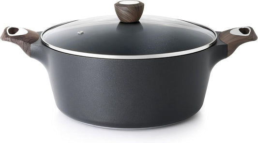SENSARTE Nonstick Stock Pot with Lid, 2.6/4.5/6.6 QT Soup Pot Casserole Pot, Healthy Pasta Pot, Large Deep Cooking Pot, Big Sauce Pot Stew Pot, Induction Compatible, PFOA PFOS APEO Free, Black