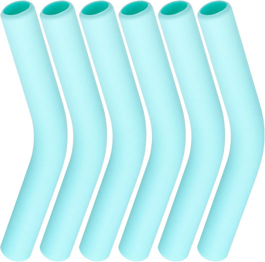 6pcs Food-Grade Silicone Straw Tips, Reusable Metal Straw Elbows Tips, Temperature Resistant Rubber Straw Covers Replacement Tip for 5/16" Stainless Steel Straws - Green